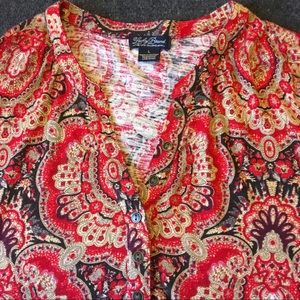 Retro Patterned Lucky Brand Top 🍀
